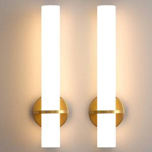 lot 7722 image: AIJIASI Gold Wall Sconces Set of Two - Dimmable Modern Sconces Wall Lighting 18W 3000K Led Wall Lights Acrylic Lampshade Hardwired Wall Light Fixtures for Living Room Bedroom Bathroom Hallway
