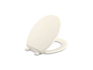 lot 7727 image: Kohler K-20111-96 Brevia Round Toilet Seat with Grip-Tight Bumpers, Quiet-Close Seat, Quick-Attach Hardware, Biscuit