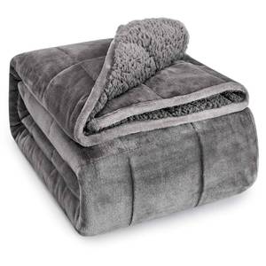 lot 15305 image: Sivio Sherpa Fleece Weighted Blanket for Adult, 15 lbs Heavy Fuzzy Throw Blanket with Soft Plush Flannel, Reversible Twin-Size Super Soft Extra Warm Cozy Fluffy Blanket, 48x72 Inches Dual Sided Grey