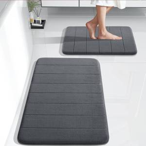 lot 15307 image: Yimobra Bathroom Rugs Sets 2 Piece, Soft Absorbent Memory Foam Bath Mats Set, Dry Fast Bath Mat, Machine Washable Bath Rug Set for Bathroom, 17x2431.5x19.8 Inches, Dark Gray