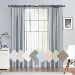 lot 15318 image: jinchan Sheer Curtains for Living Room, Blue Solid Voile Airy Curtains 84 Inch Length for Bedroom, Classic Semi Sheer Light Filtering Drapes, Rod Pocket Window Treatments, 2 Panels Smoke Blue