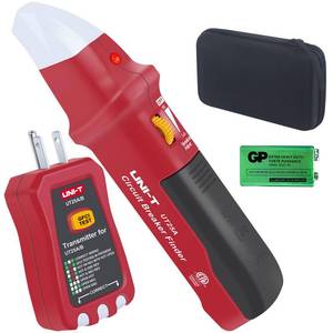 lot 15319 image: UNI-T AC Circuit Breaker Finder and Tracer Tool Kit with Electrical Integrated GFCI Outlet Tester, AC 90-120V USA Plug  Adjustable Sensitivity Beeper Indicattion Flashing LED Light - UT25A