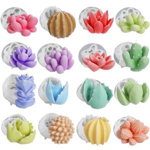 lot 15326 image: 16 Pcs Succulent Mold Succulent Candle Mold Succulent Resin Mold Succulent Flower Mold Jewelry Resin Casting Molds Handmade Silicone Mold for Resin Candle Making Molds Craft Supplies 3D Resin Mold