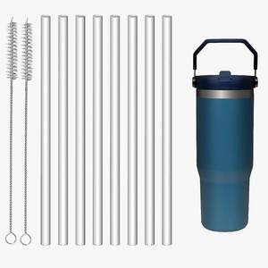 lot 15330 image: Replacement Straws for IceFlow Stainless Steel Tumbler, 8 Pack Reusable Straws Plastic Straws with Cleaning Brush Compatible with Stanley IceFlow 30oz Tumbler Stanley Flip Straw Tumbler