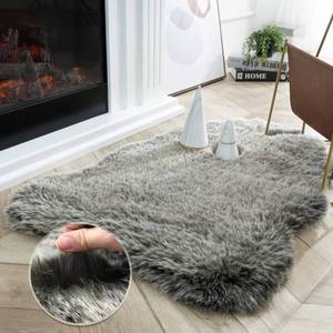 lot 15335 image: Ashler HOME DECO Soft Fox Faux Fur Chair Couch Cover Area Rug for Bedroom Floor Sofa Living Room Green White 2 x 2.8 ft