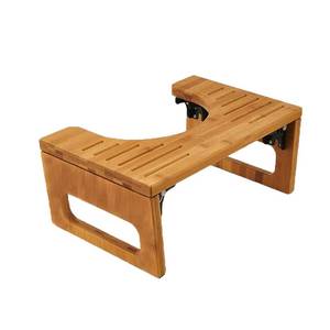 lot 15348 image: AmazerBath 8.5 Inches Bamboo Toilet Stool, Collapsible Poop Stool for Bathroom, Dark Wood Color
