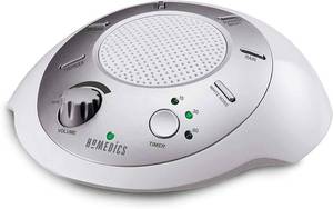 lot 15356 image: Homedics SoundSleep White Noise Sound Machine, Silver, Small Travel Sound Machine with 6 Relaxing Nature Sounds, Portable Sound Therapy for Home, Office, Nursery, Auto-Off Timer, by Homedics