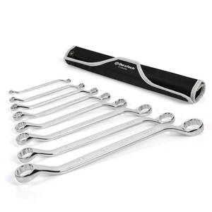 lot 15374 image: DURATECH 50-Degree Offset Wrench Set, SAE, Double Box End Wrench Set, 8-Piece, 14 to 1-14, 12 Point, CR-V Steel, with Easy Hang Rolling Pouch