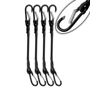 lot 15443 image: Yuxh 24 Bungee Cord with Carabiner Hooks Black 4Pcs