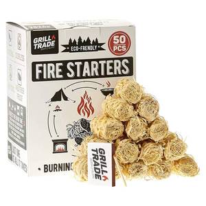 lot 15445 image: Grill Trade Fire Starters - 50pcs Grill Starter Made of Pine Wood Shavings & Food-Grade Wax - Lighter Log with 8-10 Minutes Burning Time - Weatherproof & Odorless - Ideal for Indoor & Outdoor Use