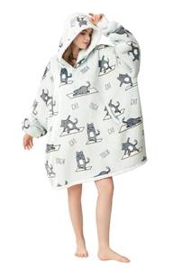 lot 15456 image: Angelhood Blanket Hoodie Wearable Blanket,Super Soft Warm Oversized Blanket Sweatshirt Flannel Sherpa Blanket with Giant Pocket for Men Women Teens Friends