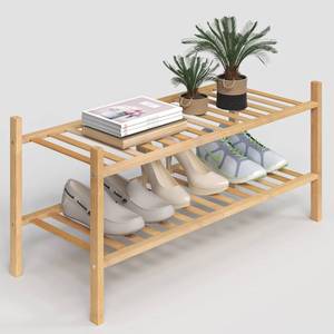 lot 15503 image: Z&L HOUSE 2-Tier Shoe Rack for Closet, Stackable Shoes Rack Organizer Free Standing Shoe Shelf for Entryway and Closet Hallway, Multifunctional Bamboo Rack in Different Combinations (2-Tier)