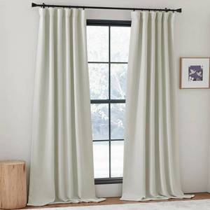 lot 15508 image: NICETOWN Room Darkening Curtains 96 inches Long 2 Panels, Rod PocketBack TabHook Belt Light Blocking Noise Canceling Window Treatments for Living RoomBedroom, Natural, W50 x L96