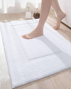 lot 15509 image: DEXI Bathroom Rug Mat, Ultra Absorbent Soft Bath Rug, Washable Non-Slip Bath Mat for Bathroom Floor, Tub, Shower Room, 36x24, White