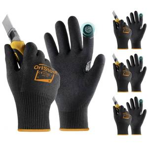lot 15511 image: toolant Level 4 Cut Resistant Work Gloves, 2 Pairs, Touchscreen, Sandy Nitrile Coated Firm Grip, for Warehouse, Carving, Gardening, Construction, Fishing (XXL)(MISSING A PAIR OF GLOVES)