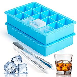 lot 15514 image: 2 Pack Ice Cube Trays, ZDPMK Silicone Easy Release Flexible Molds 15 Ice Cubes Tray for FreezerCocktailWhiskeyReusable & BPA Free