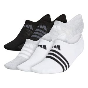 lot 15515 image: adidas Womens Superlite Super No Show Socks (6-pair), WhiteCool Light HeatherBlack, Medium