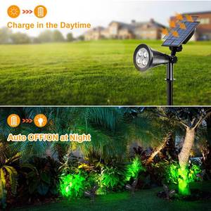 lot 15525 image: T-SUNUS Green Solar Landscape Spotlight 2 Pack, Solar Lights IP65 Waterproof 4 LED Wall Light, Auto-onOff Security Light Landscape Light for Tree,Patio,Yard,Garden,Driveway,Pool Area(MISSING STAKES)