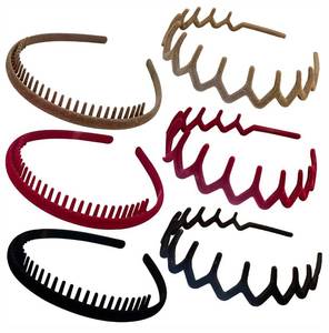 lot 15532 image: Springtime 6pcs Plastic Hair Bands with Teeth for Women Girls Teens, Non Slip Hair Comb Head Bands Hair Accessories Solid Velvet Tooth Hair Headband Hair Hoops