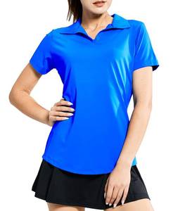 lot 15542 image: MIER Womens Golf Polo Shirts Collared V Neck Short Sleeve Tennis Shirt, Dry Fit, Moisture Wicking, Ocean Blue, S