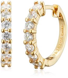 lot 15543 image: Amazon Essentials Yellow Gold Plated Sterling Silver Hinged Huggie Hoop Earrings (previously Amazon Collection)