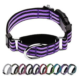 lot 15566 image: Hikiko Martingale Dog Collars Reflective Nylon Dog Collar with Quick Release Buckle Adjustable Training No Slip Dog Collar (Large, Lavender)
