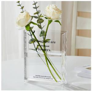 lot 15575 image: SZHTFX Acrylic Book Vase, Book Shaped Vase, Desktop Aesthetic Decoration Vase, Unique Artistic Flavor Acrylic Hydroponic Vase, Clear Vase For OfficeLiving RoomHomeWedding, A Book About Flowers Vase