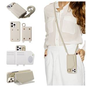 lot 15582 image: HANDODO Wallet Case Compatible iPhone 14 Pro,Women Vegan Leather Detachable Crossbody Phone case with RFID Blocking Card Holder Adjustable Strap Shockproof Kickstand Phone Wallet(Grey)