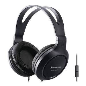 lot 15590 image: Panasonic Lightweight Over The Ear Wired Headphones with Microphone, Sound and XBS for Extra Bass, Long Cord, 3.5mm Jack for Phones and Laptops � RP-HT161M (Black)