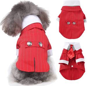 lot 15603 image: Bonaweite Dog Tuxedo Wedding Suit, Pet Formal Shirt with Detachable Bow Ties Collar & Bandana Scarf for Small Medium Large Breed, Gentle Pet Prince CostumeDressClothes for Christmas Birthday Party