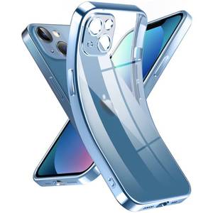 lot 15604 image: Supdeal Crystal Clear Case for iPhone 13 Mini, Not Yellowing Camera Protection Military Grade Drop Tested Transparent Shockproof Protective Phone Case Soft Silicone Slim Cover, 5.4 inch, Blue