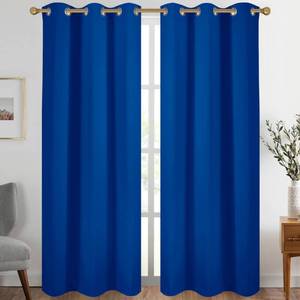 lot 15605 image: Diraysid Royal Blue Grommet Blackout Curtains for Bedroom Thermal Insulated Room Darkening Curtains Drapes, 42 x 95 inch, 2 Panels
