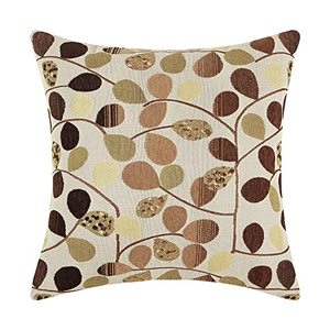 lot 15606 image: CaliTime Cushion Cover Throw Pillow Case Shell for Couch Sofa Home Decoration Luxury Chenille Cute Leaves Both Sides 18 X 18 Inches Ecru Brown