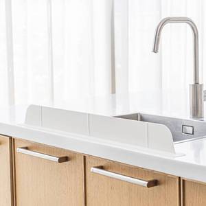 lot 15613 image: CASA STARLET Premium Silicone Kitchen Sink Water Splash Guard 30 - NO Suction Cups, Ultra Wide (GrayWhite) - Made in Korea (Ultra Wide Eco White  4 Options)