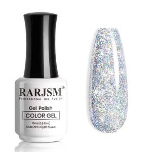 lot 15616 image: RARJSM Glitter Gel Nail Polish Silver Sparkly Iridescent Glitter Gel Polish 15ml Chunky Shimmer Holographic Rainbow Effect Soak off Led UV Curing Required High Pigments Gel for Salon DIY Manicure