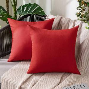 lot 15622 image: MIULEE Pack of 2 Decorative Outdoor Solid Waterproof Throw Pillow Covers Linen Garden Farmhouse Cushion Cases for Patio Tent Balcony Couch Sofa 18x18 inch Red