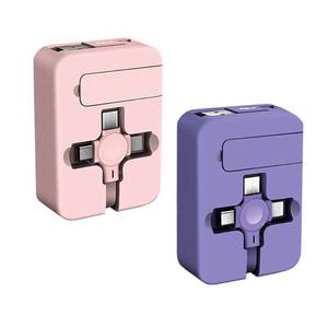 lot 15628 image: Silchowrd 3 in 1 Multi Retractable Charging Cable, USB Cable Fast Charger Cord, Fast Charging Cable for USB CMicro USBIP Connectors Compatible with Cell Phones 2 Pack