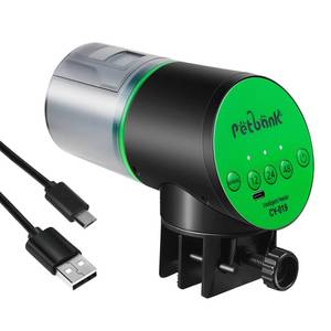 lot 15634 image: Automatic Fish Feeder for Aquarium - Rechargeable Food Dispenser for Fish Tank, Vacation Fish Feeder Timer with USB Charger Cable,CY-019