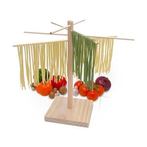 lot 15644 image: Bellemain Collapsible Large Pasta Drying Rack - Foldable Fresh Pasta Wooden Drying Rack - Stand Dryer Noodle Hanger for Kitchen with 8 Bar Handles - Easy Storage and Quick Set-Up