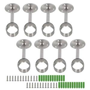 lot 15647 image: Seimneire 8pcs 1-Inch Shower Curtain Closet Rod Holder, Curtain Rod Ceiling-Mount Bracket Pipe Flange Socket Closet Pole End Supports Socket, Stainless Steel Brushed Finish