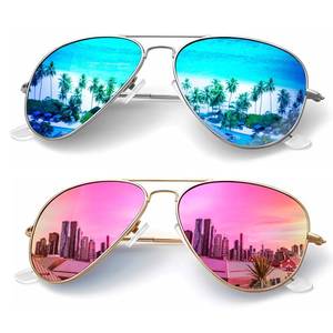 lot 15649 image: KALIYADI Classic Aviator Sunglasses for Men Women Driving Sun glasses Polarized Lens UV Blocking (2 Pack) 58mm