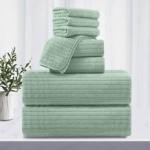 lot 15661 image: 4 Pack Oversized Bath Towels Set, Light Green 35x70 Extra Large Bathroom Towels Highly Absorbent,Soft Plus Size Bath Towel Microfiber Bath Sheets XL Shower Towel Set