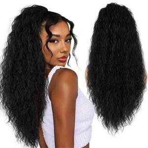 lot 15666 image: Burgundy Long Curly Drawstring Ponytail Extensions for Women 26 inches Wine Red Hair Long Wavy Clip in Ponytail Synthetic Long Drawstring Pony Tail for Daily Party Use(BUG)