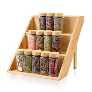 lot 15670 image: mllusxg Bamboo Spice Rack Organizer for Kitchen Drawer, Cabinet, and Countertop 3-Tier Spice Shelf, Wooden Spice Rack, Includes Anti-Slip Pads(Bamboo)