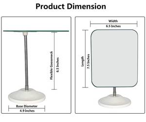 lot 15688 image: YEAKE Adjustable Flexible Gooseneck Makeup Mirror,360°Rotation Folding Portable Desk Vanity Mirror with Stand Shower Shaving Cosmetic Mirror Square Large
