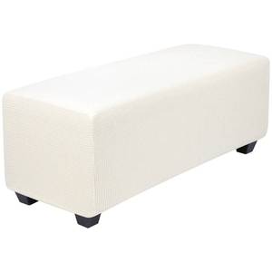 lot 15701 image: PiccoCasa High Stretch Ottoman Cover with Elastic Bottom, Soft Slipcover Jacquard Fabric Small Checks Rectangle Storage Stool Cover Furniture Covers Large Seasalt