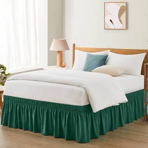 lot 15710 image: Entisn Dark Green Adjustable Bed Skirt for Full & Queen Size Bed - with 18 Inch Tailored Drop, Wrap Around Bed Skirts with Adjustable Elastic Belt for Easy Fitting - Wrinkle & Fade Resistant