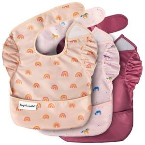 lot 15716 image: Tiny Twinkle Mess-Proof Baby Bib - Waterproof Bib for Baby Girl - Machine Washable - Adjustable Closure - PFAS, PVC, BPA, Phthalate Free - Baby Food Bibs (3 Pack, Boho, Unicorn)