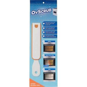 lot 15720 image: OVSCRUB Oven Glass Cleaning Tool  Removes Dirt, Grease & Grime  Premium Microfiber Cloths  Cleans Oven Glass  Slim Foldable Handle  Works with Major Brands  Patented Design