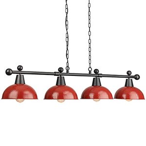 lot 15725 image: FEMILA 48 Billiard Light, Red Pool Table Light for 7ft8ft Table, 4-Light Kitchen Island Lights with Hammered Metal Shades,Modern Chandelier for Game Room, Dining, Bar, 4FG60-4LP RED - Retail $135.91